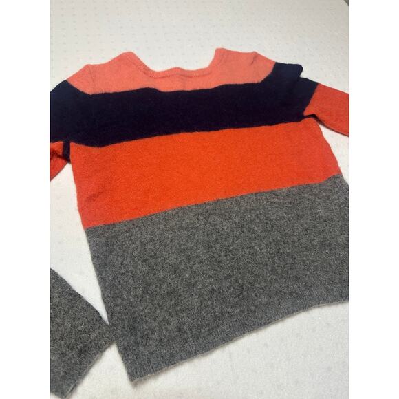 Equipment Femme Womens Colorblock Alpaca Wool Blend Sweater L Gray Orange Navy - Picture 2 of 9
